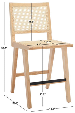 Safavieh Hattie French Cane Counter Stool XII23 Natural Wood / Rattan SFV4139B