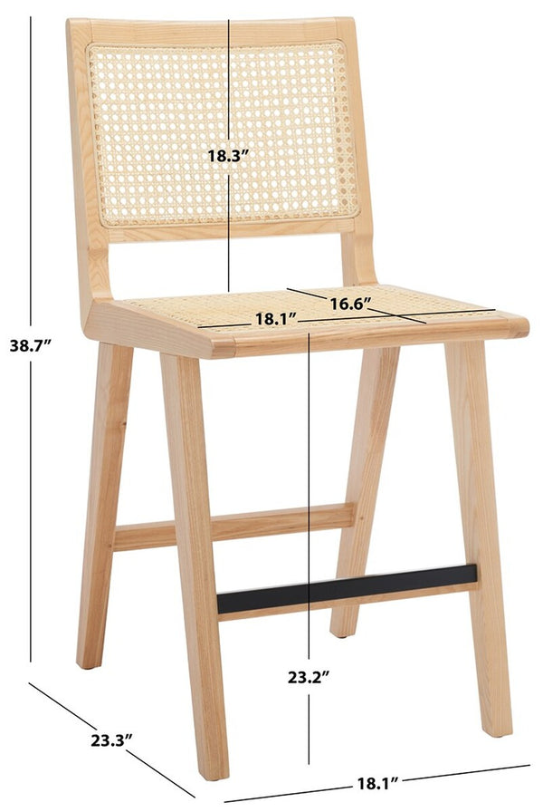 Safavieh Hattie French Cane Counter Stool XII23 Natural Wood / Rattan SFV4139B