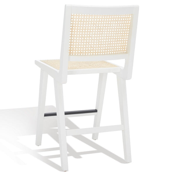 Safavieh Hattie French Cane Counter Stool XII23 White / Natural Wood / Rattan SFV4139C