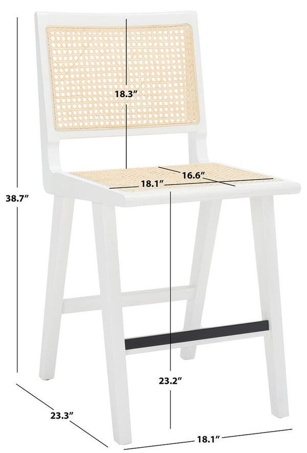 Safavieh Hattie French Cane Counter Stool XII23 White / Natural Wood / Rattan SFV4139C
