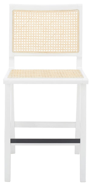 Safavieh Hattie French Cane Counter Stool XII23 White / Natural Wood / Rattan SFV4139C