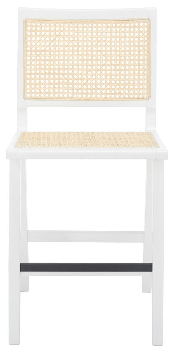 Safavieh Hattie French Cane Counter Stool XII23 White / Natural Wood / Rattan SFV4139C
