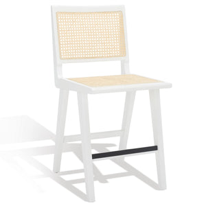 Safavieh Hattie French Cane Counter Stool XII23 White / Natural Wood / Rattan SFV4139C