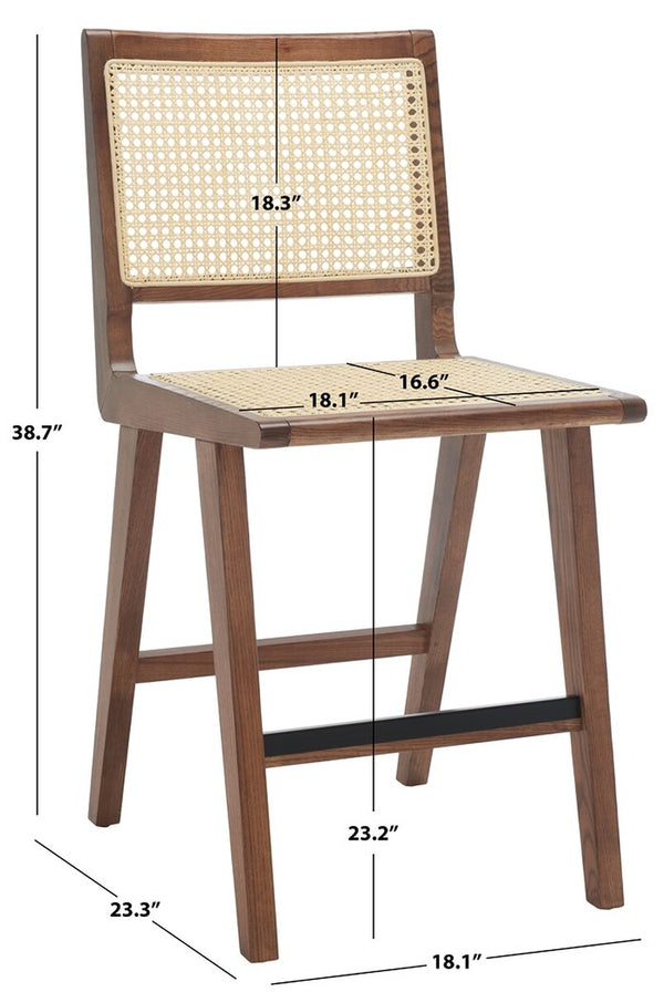 Safavieh Hattie French Cane Counter Stool XII23 Walnut / Natural Wood / Rattan SFV4139D
