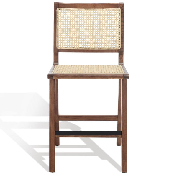 Safavieh Hattie French Cane Counter Stool XII23 Walnut / Natural Wood / Rattan SFV4139D