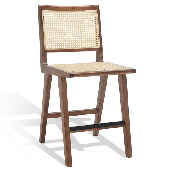Safavieh Hattie French Cane Counter Stool XII23 Walnut / Natural Wood / Rattan SFV4139D