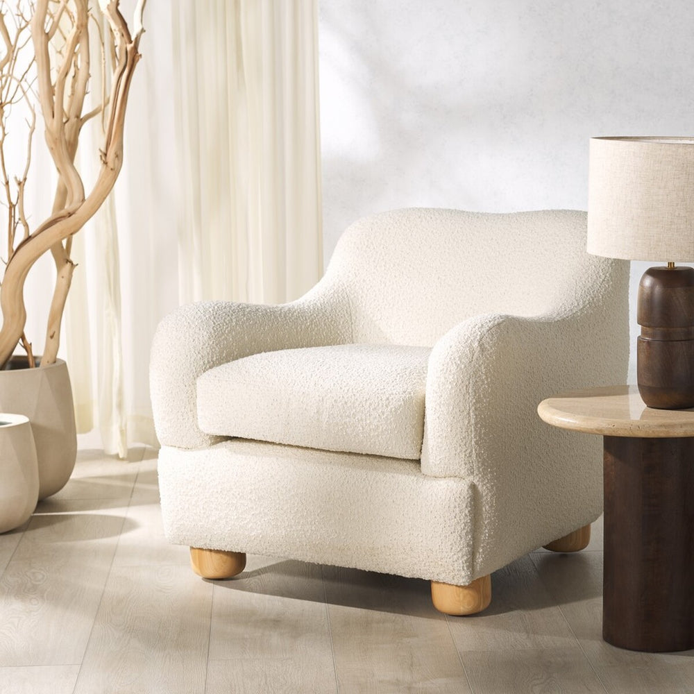 Safavieh Dyanna Boucle Accent Chair Ivory / Natural SFV4600A