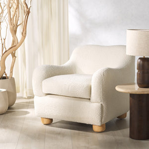 Safavieh Dyanna Boucle Accent Chair Ivory / Natural SFV4600A