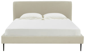 Safavieh Jaiden Boucle King Bed XII23 Cream / Black Wood / Fabric / Foam / Metal SFV4754E-K-2BX