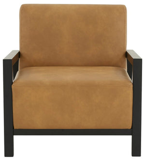 Safavieh Roselle Vegan Leather Accent Chair Brown / Black Wood / Fabric / Foam SFV4762A