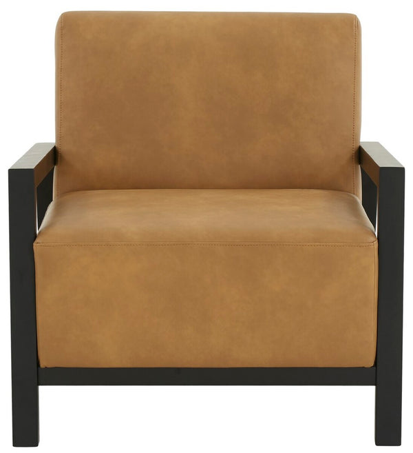 Safavieh Roselle Vegan Leather Accent Chair Brown / Black Wood / Fabric / Foam SFV4762A