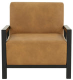 Safavieh Roselle Vegan Leather Accent Chair Brown / Black Wood / Fabric / Foam SFV4762A