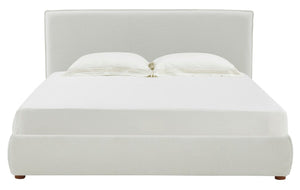 Safavieh Callahan Boucle Queen Bed XII23 Ivory Wood / Fabric / Foam  SFV4801A-Q-2BX