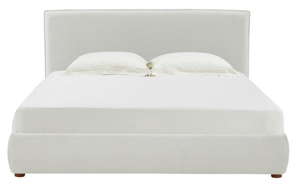 Safavieh Callahan Boucle Queen Bed XII23 Ivory Wood / Fabric / Foam  SFV4801A-Q-2BX