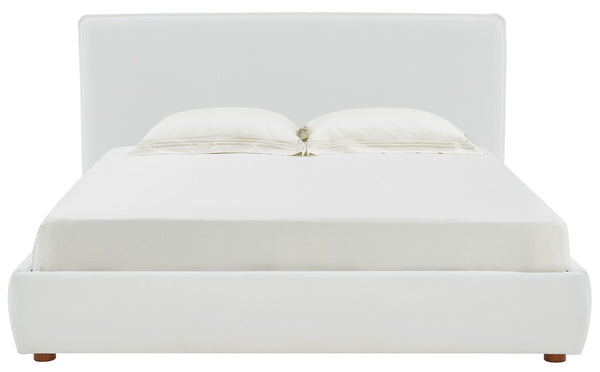 Safavieh Callahan Linen Queen Bed XII23 Ivory Wood / Fabric / Foam  SFV4801C-Q-2BX