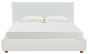 Safavieh Callahan Linen Queen Bed XII23 Ivory Wood / Fabric / Foam  SFV4801C-Q-2BX