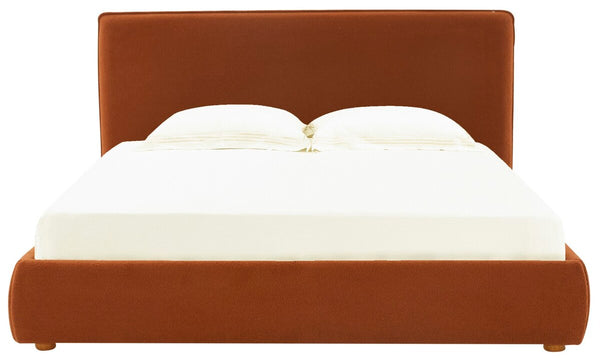 Safavieh Callahan Faux Shearling Queen Bed Rust / Walnut SFV4801H-Q-2BX