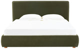 Safavieh Callahan Faux Shearling Queen Bed Olive Green / Walnut SFV4801I-Q-2BX