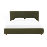 Safavieh Callahan Faux Shearling Queen Bed Olive Green / Walnut SFV4801I-Q-2BX