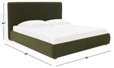 Safavieh Callahan Faux Shearling King Bed Olive Green / Walnut SFV4801I-K-2BX