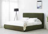 Safavieh Callahan Faux Shearling Queen Bed Olive Green / Walnut SFV4801I-Q-2BX