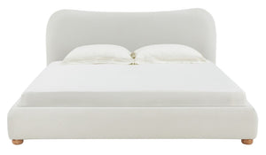 Safavieh Beccarose Boucle King Bed XII23 Ivory Wood / Fabric / Foam  SFV4811A-K-2BX