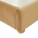 Safavieh Beccarose Velvet King Bed Light Brown / Walnut SFV4811D-K-2BX