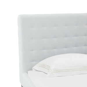 Safavieh Vivaldi Tufted Linen King Bed XII23 White / Black Wood / Fabric / Foam  SFV4814A-K-2BX