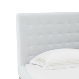 Safavieh Vivaldi Tufted Linen King Bed XII23 White / Black Wood / Fabric / Foam  SFV4814A-K-2BX