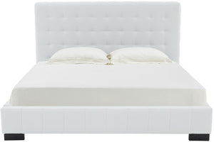 Safavieh Vivaldi Tufted Linen King Bed XII23 White / Black Wood / Fabric / Foam  SFV4814A-K-2BX