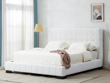 Safavieh Vivaldi Tufted Linen King Bed XII23 White / Black Wood / Fabric / Foam  SFV4814A-K-2BX