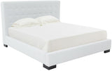 Safavieh Vivaldi Tufted Linen King Bed XII23 White / Black Wood / Fabric / Foam  SFV4814A-K-2BX