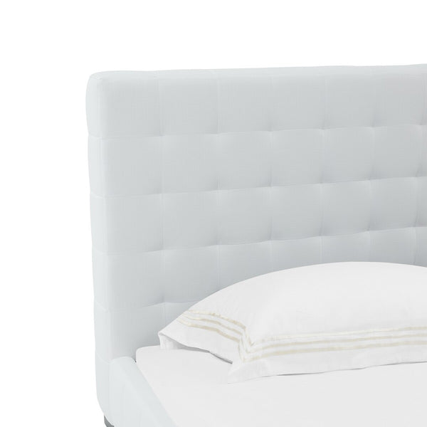 Safavieh Vivaldi Tufted Linen Queen Bed XII23 White / Black Wood / Fabric / Foam  SFV4814A-Q-2BX