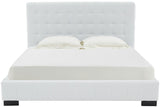 Safavieh Vivaldi Tufted Linen Queen Bed XII23 White / Black Wood / Fabric / Foam  SFV4814A-Q-2BX