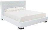 Safavieh Vivaldi Tufted Linen Queen Bed XII23 White / Black Wood / Fabric / Foam  SFV4814A-Q-2BX