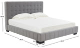 Safavieh Vivaldi Tufted Linen Queen Bed XII23 Grey / Black Wood / Fabric / Foam  SFV4814B-Q-2BX