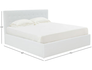 Safavieh Rosita Low Profile Tufted King Bed XII23 Ivory Wood / Fabric / Foam SFV4826A-K-2BX