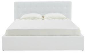 Safavieh Rosita Low Profile Tufted King Bed XII23 Ivory Wood / Fabric / Foam SFV4826A-K-2BX