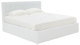 Safavieh Rosita Low Profile Tufted King Bed XII23 Ivory Wood / Fabric / Foam SFV4826A-K-2BX