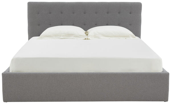 Safavieh Rosita Low Profile Tufted King Bed XII23 Light Grey Wood / Fabric / Foam SFV4826B-K-2BX