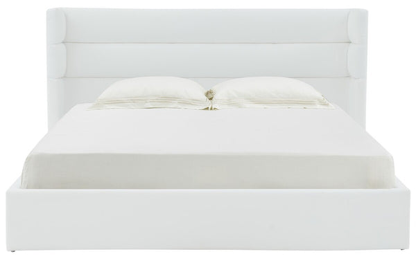 Safavieh Olivianna Low Profile King Bed XII23 Ivory Wood / Fabric / Foam SFV4827A-K-2BX