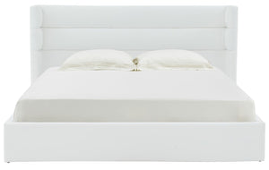 Safavieh Olivianna Low Profile King Bed XII23 Ivory Wood / Fabric / Foam SFV4827A-K-2BX