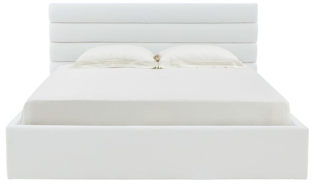 Safavieh Jaybella Low Profile Tufted King Bed XII23 Ivory Wood / Fabric / Foam SFV4828A-K-2BX
