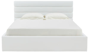 Safavieh Jaybella Low Profile Tufted King Bed XII23 Ivory Wood / Fabric / Foam SFV4828A-K-2BX