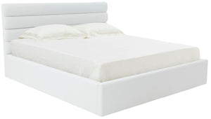 Safavieh Jaybella Low Profile Tufted King Bed XII23 Ivory Wood / Fabric / Foam SFV4828A-K-2BX