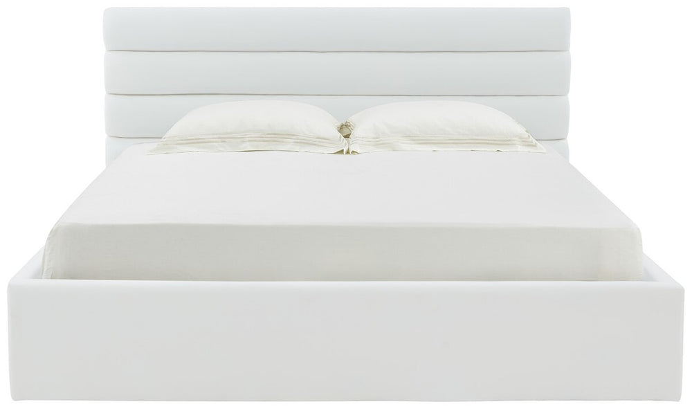 Safavieh Jaybella Low Profile Tufted Queen Bed XII23 Ivory Wood / Fabric / Foam SFV4828A-Q-2BX