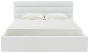 Safavieh Jaybella Low Profile Tufted Queen Bed XII23 Ivory Wood / Fabric / Foam SFV4828A-Q-2BX