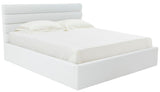 Safavieh Jaybella Low Profile Tufted Queen Bed XII23 Ivory Wood / Fabric / Foam SFV4828A-Q-2BX