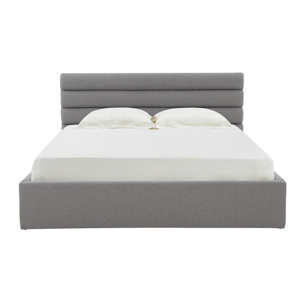 Safavieh Jaybella Low Profile Tufted King Bed XII23 Light Grey Wood / Fabric / Foam SFV4828B-K-2BX