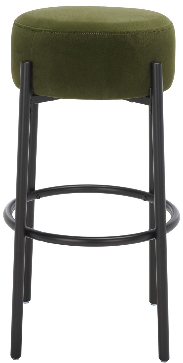 Safavieh Paisleigh Metal Leg Barstool XII23 Mustard / Black Wood / Fabric / Foam / Metal SFV5031D